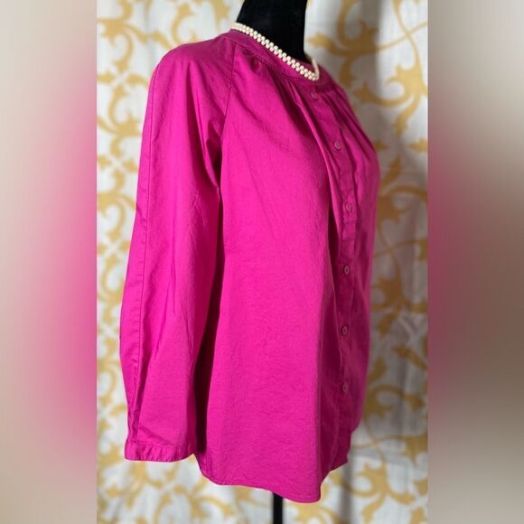 🔥❤️🔥 Worthington Stretch Smocked Collar Bright Pink 3/4 Cuff Sleeve Wome… - Picture 3 of 8
